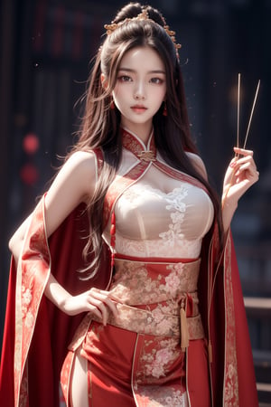 The background is an ancient Chinese dancer, 1 girl, a beautiful Korean girl, holding a gorgeous fan, with a beautiful hairpin, very long hair, past the waist (curly hair, dark hair), sleeveless cloth (lace transparent ), cloak, skirt,
Best quality, realistic, ultra-detailed, fine, high resolution, perfect dynamic composition, sharp focus,