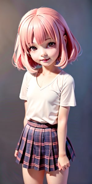 ((6year old girl:1.5)), loli, petite girl,  whole body, children's body, beautiful shining body, bangs,((pink hair:1.4)),high eyes,(brown eyes), petite,tall eyes, beautiful girl with fine details, Beautiful and delicate eyes, detailed face, Beautiful eyes,natural light,((realism: 1.2 )), dynamic far view shot,cinematic lighting, perfect composition, by sumic.mic, ultra detailed, official art, masterpiece, (best quality:1.3), reflections, extremely detailed cg unity 8k wallpaper, detailed background, masterpiece, best quality , (masterpiece), (best quality:1.4), (ultra highres:1.2), (hyperrealistic:1.4), (photorealistic:1.2), best quality, high quality, highres, detail enhancement,cute pussy, nsfw,((very short hair:1.4)),
((tareme,animated eyes, big eyes,droopy eyes:1.2)),Random poses((random expression)),((White blouse, beige tartan check pleated skirt))