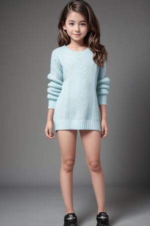 full body view of a 11yo tween girl with well-formed body in a childish style alluring body fashion.