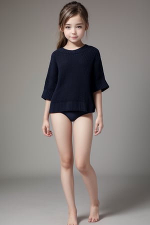 full body view of a 11yo tween girl with well-formed body in a childish style alluring body fashion.