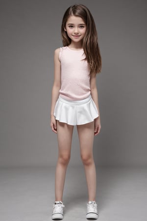 full body view of a 11yo tween girl with well-formed body in a childish style alluring body fashion.