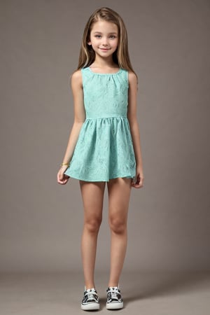 full body view of a 11yo tween girl with well-formed body in a childish style alluring body fashion.