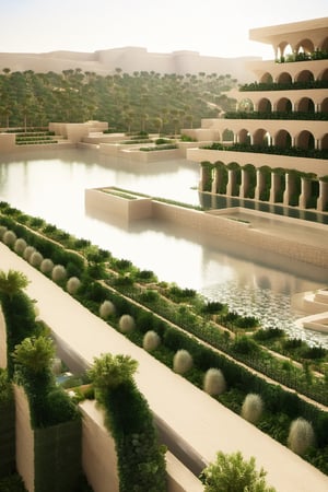  just landscape,Hanging Gardens of Babylon,architectural visualisation,Long Shot(LS)
