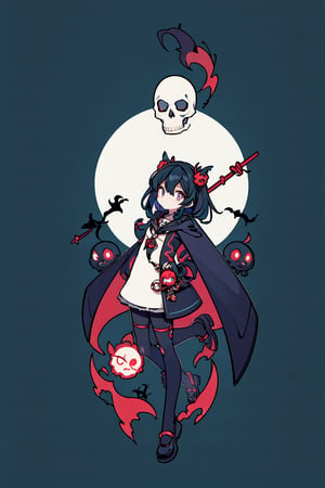 masterpiece, best quality, eerie eyes, glowing eyes, detailed eyes, dark eyes, 1necromancer, 30 years old, full-body, summoning, dark magic, high color, black robe, sinister, staff, break, break, flat vector art, dark art, skull accessories, simple background, dark background, ink art, peeking out upper body, eyes, shadows, undead minions