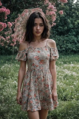 woman, flower dress, colorful, darl background,flower armor,green theme,exposure blend, medium shot, bokeh, (hdr:1.4), high contrast, (cinematic, teal and orange:0.85), (muted colors, dim colors, soothing tones:1.3), low saturation,realistic,SD 1.5