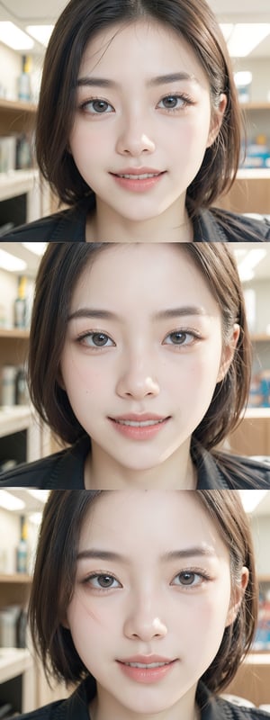 A series of 9 distinct images on a screen. The subject is a Korean girl with short black hair and brown highlights. She wears six different facial expressions: joy, anger, sadness, happiness, silly smile, and naivety.

In each image, the artificial indoor lighting is soft and has a keen edge, showcasing her face's features clearly. The overall scene requires the same woman with different facial expressions in each of the 9 images.

The final product should be an 8K high-definition visual representation, presenting a unique and captivating series of images.