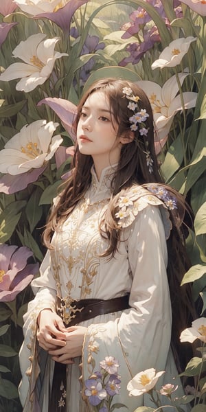 masterpiece, 1girl, upper body, paladin, flower meadow