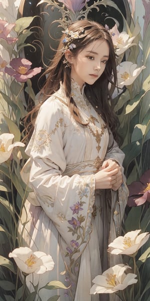 masterpiece, 1girl, upper body, paladin, flower meadow