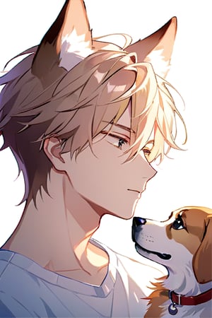 1guy,dog ears,beautiful,boy,1boy