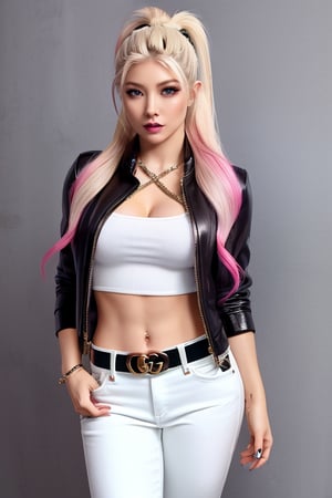 Alexa Bliss, fashion gucci belt, hot dark lips, alexa bliss hairstyle, tight jeans