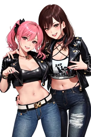 Bad and rebel girl having a good time in a party and posing so flirty, slim body, she is wearing a rebel and bad girl outfit with tight jeans and a cropped jacket to her waist,girl,kairisane