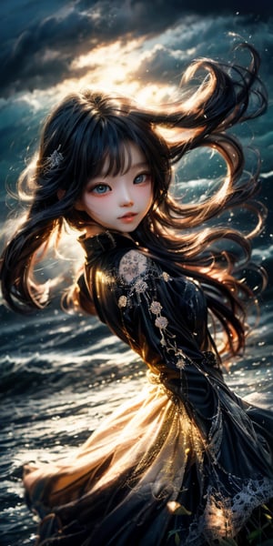 cute korean large-eyed girl,
 floating, dynamic angle, very strong wind, windy, typhoon, hurricane, storm, , floating hair, tropical island, , beautiful scenary, 
masterpiece, highly details, best Quality, Tyndall effect, good composition, free composition, spatial effects, lively and deep art, warm soft light, three-dimensional lighting, volume lighting, back lighting hair, Film light, dynamic lighting,

