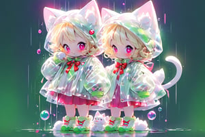 Blonde girl,play piano,short hair,red eyes,long red eyelashes,red lips,wearing a red snow hat with a white fur ball on the top,a purple starfish on the hat,white fur on the edge of the hat,and a red coat,coat with gold buttons,green skirt,green bow on the neck,green sneakers,gold laces, no gloves,singing in front of microphone,sleeping furry white cat audience,white cat wearing a pink bow on head,surrounded by bubbles,shining point,concert,colorful stage lighting,no people,Tetris game background