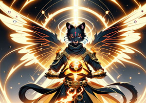 fighting,7 color Ninja outfit,7 color ancient alchemy God,holding cosmic ball,chanting,7 color shining ancient words everywhere,glowing mantra everywhere,luminous engraving everywhere,seal,strong style,sun king,sun halo,solo,1Ninja civet cat,special long white beard,long white eyebrows,gather lightning elixir in the palm of hand,king of glory,focused on  elixir,aim at pill,colorful skin,surrounded by flames,golden butterfly wings,emitting golden light,wearing golden bib short with no shoulder strap on left shoulder,no humans,flame,beam,fire alchemy furnace,thunder pill,crystal cave,crystal background,diamond,gems,Korean,wrenchsmechs