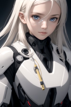 (close up on face:1.4),(masterpiece:1.2), (best quality:1.2), newest, intricate details, ai-generated, perfect anatomy, light theme, depth of field, bokeh, volumetric light,iridescent light, futuristic goggles on eyes,1 soldier women, white long hair, futuristic space ship as background, (wearing futuristic multi layered exoskeleton), futuristic instrumentation, (embossing decoration on body), (deep black trim on exoskeleton),