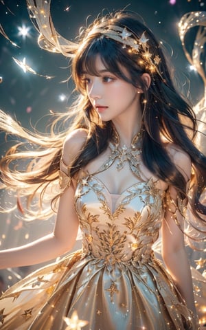 {{best quality}}, {{masterpiece}}, {{ultra-detailed}}, {illustration}, {detailed light}, {an extremely delicate and beautiful}, a girl, {beautiful detailed eyes}, stars in the eyes, messy floating hair, colored inner hair, Starry sky adorns hair, depth of field