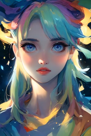 (1girl) beautiful eyes, high detail, clear face, light falls on her face, , the game style Star Rail, volumetric light, HD quality (in color, color illustration), (masterpiece, detailed, highres:1.4), pastel watercolor world, amano yoshitaka, ((full body), low-key, sharp focus on subject, intricate environment scenery:1.1), cammystretch, K-Eyes, more detail XL