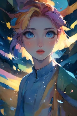 (1girl) beautiful eyes, high detail, clear face, light falls on her face, , the game style Star Rail, volumetric light, HD quality (in color, color illustration), (masterpiece, detailed, highres:1.4), pastel watercolor world, amano yoshitaka, ((full body), low-key, sharp focus on subject, intricate environment scenery:1.1), cammystretch, K-Eyes, more detail XL