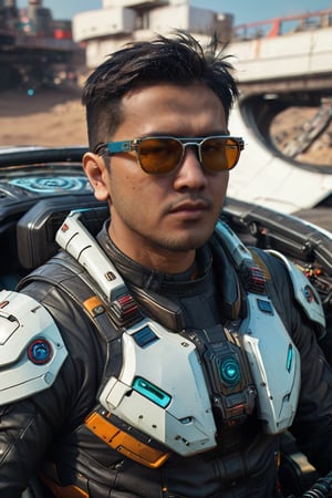 (a (man) who is a (driver):1.4),scifi car, upper body, half body shot, wearing glasses, (extremely detailed hyperrealistic masterpiece, best quality, high resolution uncompressed raw photo:0.9)
,vehicle,Utra,Mechanical part,cyberpunk style,cip4rf,man,cgi,cyberpunk,Samaritan CGI,csrlds