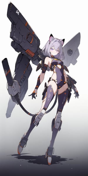 exoskeleton, full body, from bottom, perfect face, light purple body suit, neon strip decoration
mecha musume, CAT WITCH
