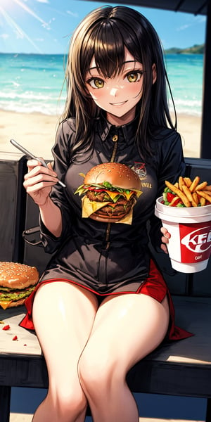 black, gold, summer afternoon, chill smile, fast food, KFC