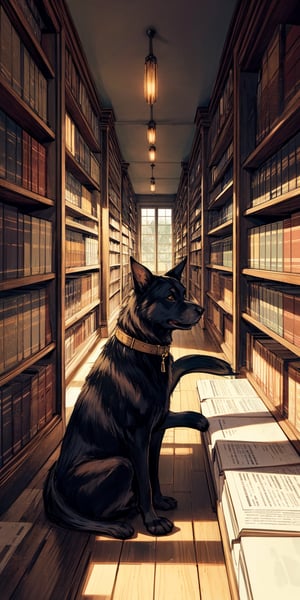 black, golden, summer afternoon, chill, library