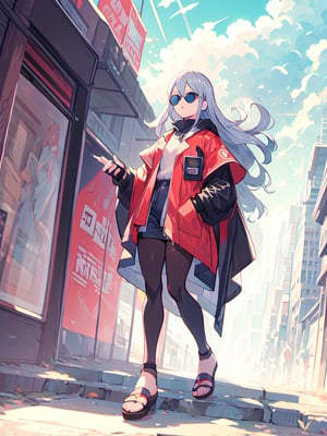 masterpiece, best quality, high Resolution, toriyama_akira style
1girl, expressive outfits, gray hair, long hair, nice brest
driver, driving 1970 ford mustang convertible, 1970 mustang convertible, wear sun glasses, wfingerless gloves, 
road, sky, city, morning, hair flying, racing car painting looking_at_viewer, midjourney, 1 girl