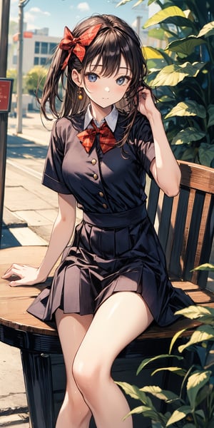 summer afternoon, chill, cafe, seat, office_lady_uniform