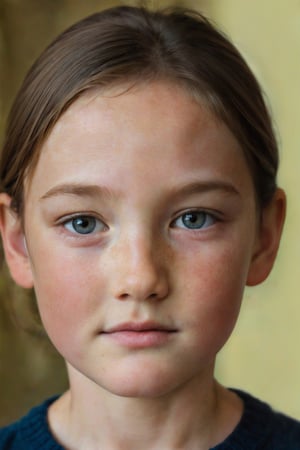 portrait photograph of a 5yo girl, tan freckled skin, black hair, chignon, slim endomorph, ripped, woollen_jumper