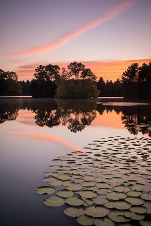 A Sony Alpha A7R III, angled at a thoughtful 63 degrees, captures the serene ripples on a secluded pond at dusk. The soft light of the setting sun, muted by wisps of cirrus clouds, bathes the scene in a gentle pink and orange palette. A lone duck glides effortlessly across the water, leaving a delicate wake behind. The surrounding foliage, silhouetted against the evening sky, frames the pond in a natural vignette. The cool air of the approaching night whispers of tranquility and the day's end.