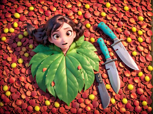 Leaves turn into knives,Disney-Pixar style.