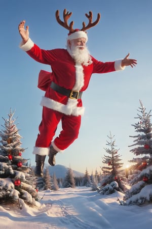 a rdns santa claus, christmas, outdoor, flying on baky