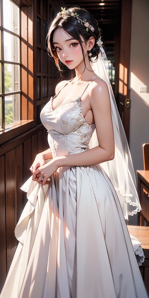 A 20-year-old Taiwanese girl wearing a wedding dress