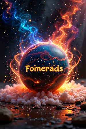 imagen de fondo humo neblina estelar en el espacio exterior planetas asombrosos y grandes de fondo colores del universo estelas radiantes y un texto en el centro formado por asteroides que dice "Fabián y Rebeca"texto fusionado integrado con el fondo en  letras corporeas en 3d y  perpespectivas luces y sombras detalles nitidos ultra realista 8k raw estilo cinematografico imagen de fondo humo neblina estelar en el espacio exterior planetas asombrosos y grandes de fondo colores del universo estelas radiantes y 
camara profesional 8k, imagen hiper realista, detalles nitido, textura a detalle de piel, formato .raw,photorealistic