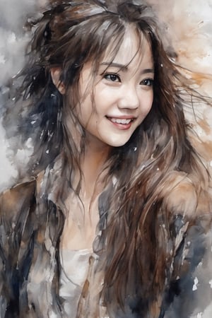 in ink art,

(masterpiece, top quality, best quality,1girls, Chinese , beautiful face, smile, long hair, 19 years old, tank top, jacket, shorts, boots, cowboy shot),