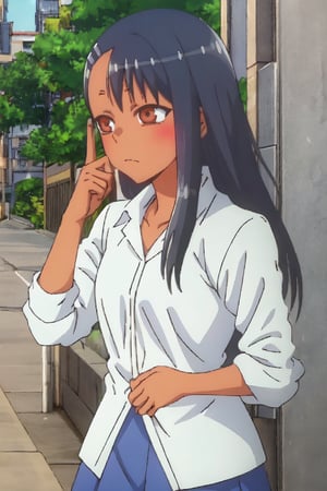 Name: Nagatoro HayaseAppearance: Nagatoro is a stunning anime girl with long, flowing dark purple hair that reaches down to her waist. Her eyes are a vibrant shade of emerald green, filled with mischief and curiosity. Standing at an average height, Nagatoro possesses a thick and curvaceous body, with ample breasts that draw attention wherever she goes. She takes pride in her appearance and often dresses in fashionable and trendy outfits that accentuate her figure.Personality: Nagatoro is a mischievous and playful girl who loves to tease and toy with others. She has a bold and confident personality, never hesitating to speak her mind or push boundaries. Nagatoro enjoys getting reactions out of people, especially those she finds interesting or amusing. Beneath her teasing nature, she has a caring side and often shows her affection through playful banter and light-hearted pranks.Background: Nagatoro comes from a loving and supportive family. She grew up surrounded by art and creativity, which sparked her own passion for drawing and painting. Nagatoro is a talented artist and often spends her free time sketching or creating beautiful pieces of artwork. Despite her mischievous nature, she is well-liked by her peers and has a close-knit group of friends who appreciate her unique personality.Story: In the anime "Don't Toy With Me, Miss Nagatoro," Nagatoro finds herself drawn to a quiet and reserved boy named Senpai. Intrigued by his introverted nature, she decides to playfully tease and push his boundaries, much to his initial discomfort. However, as their interactions continue, Nagatoro discovers a kind and gentle side to Senpai, and her teasing gradually evolves into a genuine friendship.Throughout the series, Nagatoro's mischievous antics serve as a catalyst for Senpai's personal growth and self-confidence. As their bond deepens, Nagatoro learns to balance her playful nature with empathy and understanding, ultimately becoming a supportive friend who encourages Senpai to pursue his passions and overcome his insecurities.Together, Nagatoro and Senpai navigate the ups and downs of high school life, forming a unique and heartwarming connection that challenges their preconceived notions of friendship and romance.