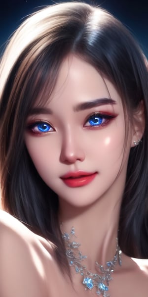 perfect realistic beautiful healthy natural youthful face,  gorgeous vibrant luminous alluring glimmering blue sapphire navy pupils eyes,  pure eye whites sclera,  detailed realistic,  8k,  high quality,  high definition,  8k,  masterpiece