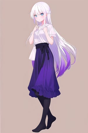 1girl, sidelighting, white hair purple tips, blue_eyes ,wallpaper,full_body,RicheHayashi