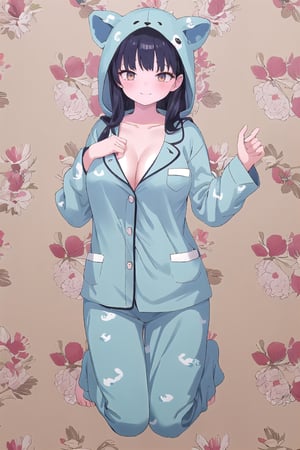 1girl, sidelighting, wallpaper, animal pajama , breast, full_body,Eft_anna