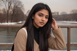 lovely cute young attractive teenage girl, 18 years old, cute, an Instagram model, long black_hair, colorful hair, winter, dacing, wear salwar kameez