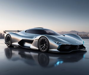  Ultra realistic 8K image, of a Shiny  Massive futurist spaceship with light edges and borders, parked on the ground in a space port hanger inspired by cyberpunk,wedge-shaped,  space area background, (Front Side view), sharp focus, symmetrical,fly car ,spcrft,Lamborghini 1980,Starship,Huracán,zaha style,sifi style,futuristic car,NIO,MAZDA furai,Cars