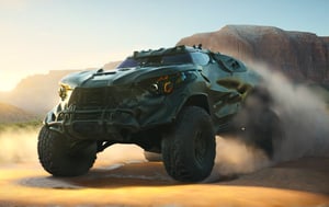 Masterpiece, 4k, High Resolution, Octane Render, Unreal Engine 5, Award Winning, Dramatic Lighting, Intricate, 8k Highly Professional Detail, HDR, Smooth, Sharp Focus, Illustration, Unreal Engine 5, Octane Render, Cinematic Light, dynamic volumetric lighting, Off-road suspension,baja, Armored vehicle,suv, all-terrain vehicle, concept, science fiction, (f150:0.2),oshkosh m-atv jltv,humvee, Knight XV ,future,c_car,JB64,TechStreetwear,ROBOT,exosuit,LegendDarkFantasy