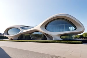 (master piece)(biomorphic building), rhombuses facade pattern, zaha hadid, Calatrava, glass windows,  concrete, London house with tesselated facade, front street view,photo-realistic, intricate and complex details,hyper-realistic, parametric architecture,8k, ultra details,Low-rise building,Flying world,Levity,
seaside,
The ship,

An architectural wonder with a daring configuration and ground-breaking design.This structure could be a museum or a company building.4k image photo like,(detailed)