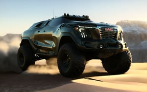 Masterpiece, 4k, High Resolution, Octane Render, Unreal Engine 5, Award Winning, Dramatic Lighting, Intricate, 8k Highly Professional Detail, HDR, Smooth, Sharp Focus, Illustration, Unreal Engine 5, Octane Render, Cinematic Light, dynamic volumetric lighting, Off-road suspension,baja, Armored vehicle,suv, all-terrain vehicle, concept, science fiction,gmc, Peterbilt 389,concept car,gmc,(f150:0.2),oshkosh m-atv jltv,humvee, Knight XV ,future,c_car,JB64,TechStreetwear,ROBOT,exosuit,LegendDarkFantasy, 3D SINGLE TEXT,HYPER REAL,mecha\(hubggirl)\