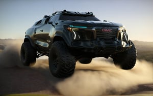 Masterpiece, 4k, High Resolution, Octane Render, Unreal Engine 5, Award Winning, Dramatic Lighting, Intricate, 8k Highly Professional Detail, HDR, Smooth, Sharp Focus, Illustration, Unreal Engine 5, Octane Render, Cinematic Light, dynamic volumetric lighting, Off-road suspension,baja, Armored vehicle,suv, all-terrain vehicle, concept, science fiction,gmc, Peterbilt 389,concept car,gmc,(f150:0.2),oshkosh m-atv jltv,humvee, Knight XV ,future,c_car,JB64,TechStreetwear,ROBOT,exosuit,LegendDarkFantasy, 3D SINGLE TEXT,HYPER REAL,mecha\(hubggirl)\