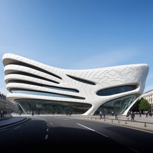 (master piece)(biomorphic building), rhombuses facade pattern, zaha hadid, Calatrava, glass windows,  concrete, London house with tesselated facade, front street view,photo-realistic, intricate and complex details,hyper-realistic, parametric architecture,8k, ultra details,Low-rise building,Manufactured goods,Theatre stadium,Tower,ellipsoid,tarmac,Air terminal,seaside,Golden fashion,

An architectural wonder with a daring configuration and ground-breaking design.This structure could be a museum or a company building.4k image photo like,(detailed)