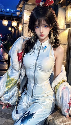 reiayanami, , rei ayanami, brown hair, long hair,large hoop earrings,nsfw,small bust,underboob, (red eyes:1.4),elegant face,(BREAK bodysuit), headgear, (plugsuit), white bodysuit,BREAK outdoors, city,BREAK looking at viewer, BREAK , (masterpiece:1.2), best quality, high resolution, unity 8k wallpaper, (illustration:0.8), (beautiful detailed eyes:1.6), extremely detailed face, perfect lighting, extremely detailed CG, (perfect hands, perfect anatomy),rei ayanami,perfect,hand,jirai_kei,1girl,girl,Donna,realistic,_uucham_,asian,women,chaewonlorashy,Pretty face,indonesian,1 girl ,清晰的,shiny pantyhose,五官清晰细腻,,