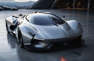  Ultra realistic 8K image, of a Shiny  Massive futurist spaceship with light edges and borders, parked on the ground in a space port hanger inspired by cyberpunk,wedge-shaped,  space area background, (Front Side view), sharp focus, Beautiful weather,symmetrical,spcrft,Starship,Huracán,zaha style,sifi style,futuristic car,NIO,Pagani style, furai style,no wheels,antigravity,Koenigsegg ccx,Fly in the air,symmetry car head,No car logo,1991   Nazca C2,Pontiac Banshee Concept, Jaguar XJ220,mclaren ,