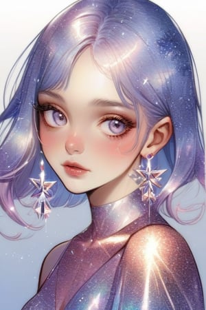 portrait,illustration,xxmix_girl,Young beauty spirit ,glitter