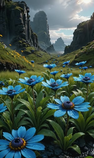 64k, painting, oil, (RAW), masterpiece, national geographic's photography of flower-shaped solar panel from death stranding and edge of tomorrow, flower-shaped solar panel,stefano boeri kitbash,ansel adams iceland landscape backgrounds, surreal rain by eugene von guerard and bernardo belloto, metaphysical by anish kapoor and jean pierre ugarte, real film look, natural look, high dynamic range image, Canon EOS R5 effect, bokeh, depth of field effect,intense action scene, suncore, solarpunk, real film look,natural look, epic ending, 8k ultra hd, michael bay vfx,evermotion,unreal engine 5,decima engine,nvidia omniverse,cgi realistic 3d render,soft vibrant hues and solarpunk futuristic aesthetics,8k ultra hd,500px,16mm film grain, elysium by hideo kojima and neill blomkamp cel digital animation highest resolution,3D Render Style,3DRenderAF